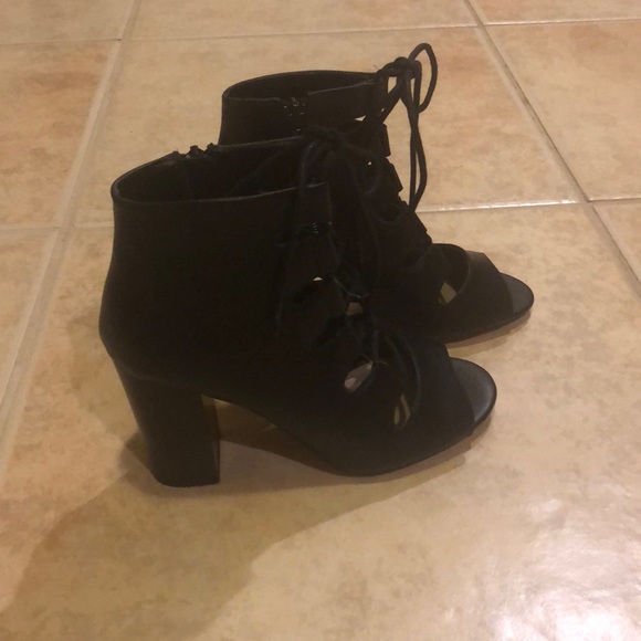 Black Lace-up Booties - Picture 1 of 5